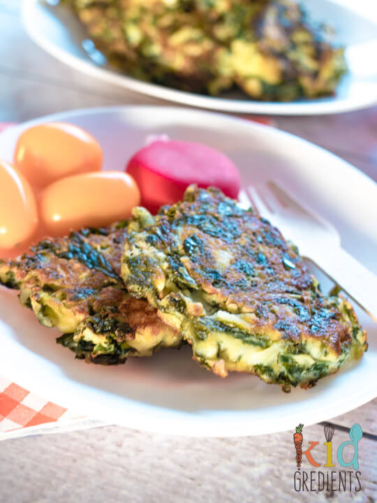 two cheese and kale fritters