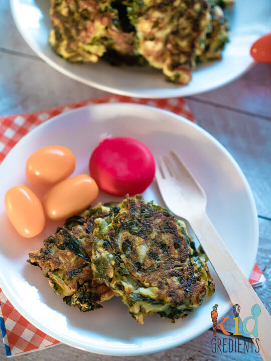 two cheese and kale fritters