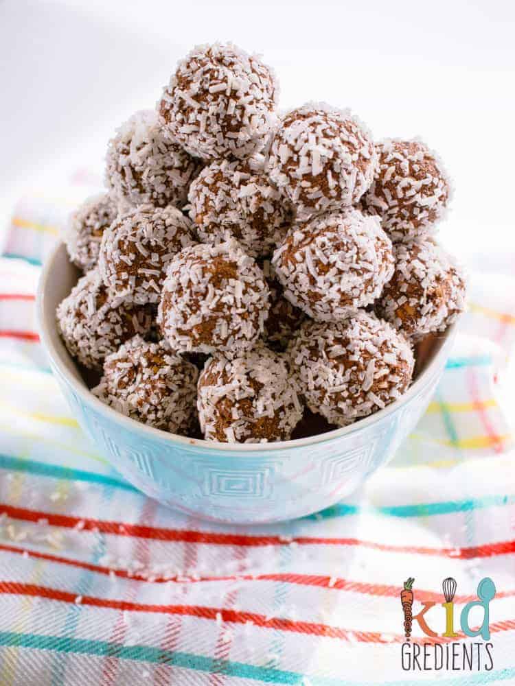 Cacao and coconut seedy bliss balls