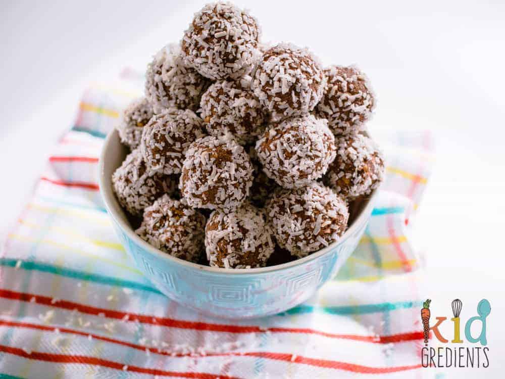 Cacao and coconut seedy bliss balls