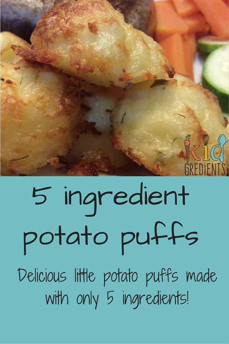 Fabulous 5 ingredient potato puffs recipe!  Awesome as a side dish, freezable, kidfriendly, YUMMY.