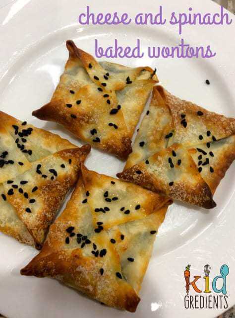 cheese and spinach baked wontons