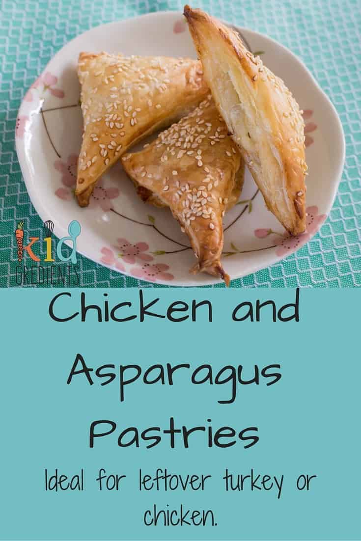 Delicious chicken and asparagus pastries recipe, perfect for using up leftover chicken or turkey!