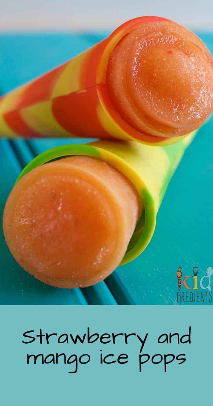 Delicious recipe for easy to make strawberry and mango ice pops. Yummy and perfect on a hot day!