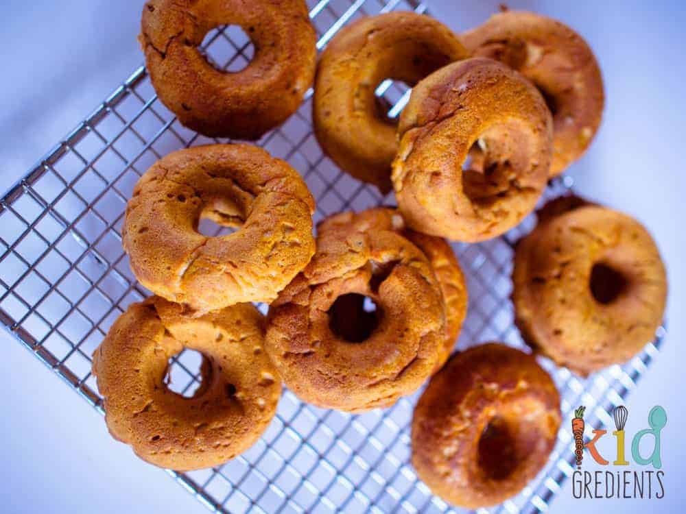 sweet potato baked donuts with orange icing