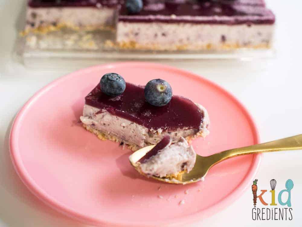 blueberry cloud jelly cheesecake slice