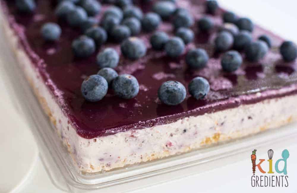Blueberry cloud jelly cheesecake slice