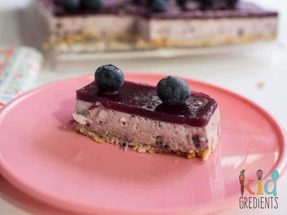 blueberry cloud jelly cheesecake slice