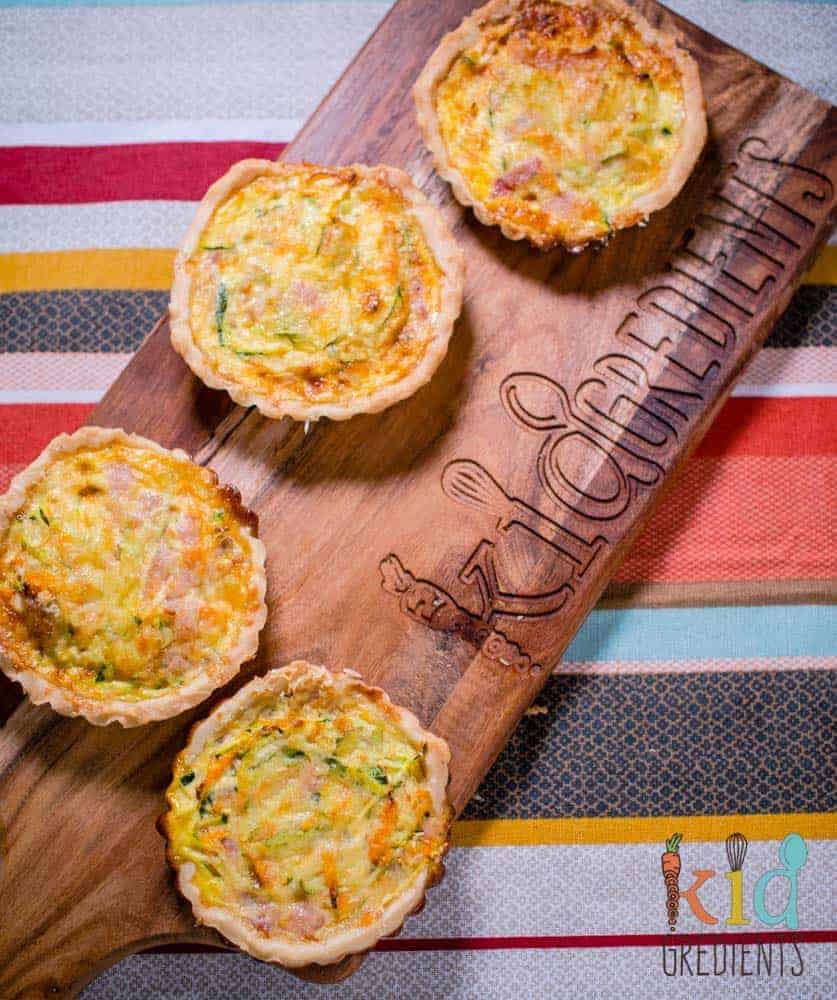 Veggie and ham mini quiches with homemade shortcrust pastry