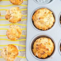 muffins in a tray and on a wire rack