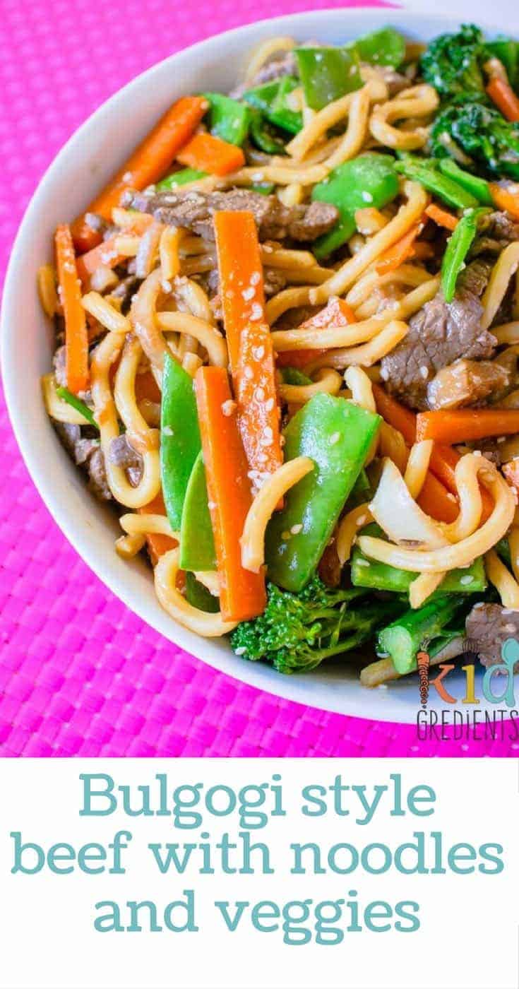 Bulgogi style beef with noodles and veggies, one pot, kid friendly and super yummy!