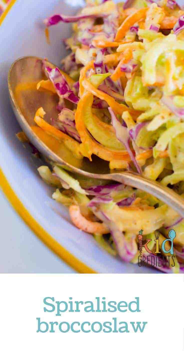 Spiralised broccoslaw, the fun and yum way to have a no waste slaw!