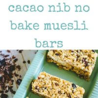 Freezable and super yummy, these blueberry and cacao nib no bake muesli bars are fantastic for the lunchbox! Perfect snack for afternoon or morning tea too.