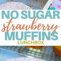 No sugar strawberry muffins. Perfect in the lunchbox and great for afternoon tea! Freezer friendly and easy to bake this recipe is a kid pleaser! #kidsfood #muffins #nosugar #baked #familyfoods #lunchbox