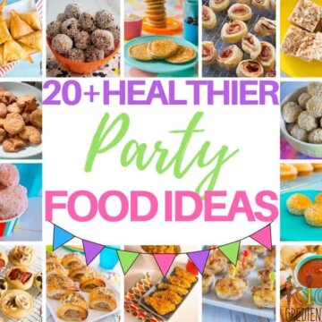 20+ healthier party food ideas. Make your next kids party healthier with these alternatives to storebought and high sugar treats! Over 20 recipes to help make parties easier and more fun! #partyfood #kidsfood #healthykidsfood
