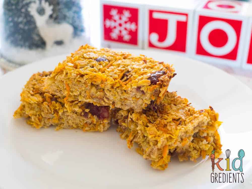 carrot oat bars, dairy free, refined sugar free