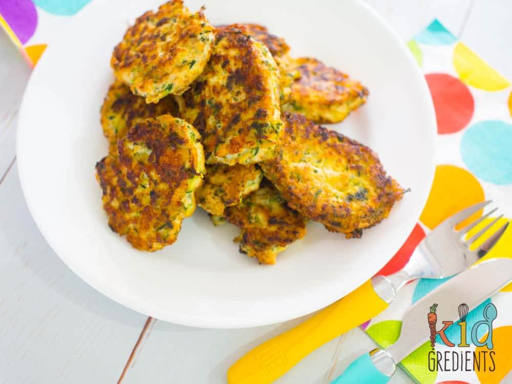 chicken haloumi and kale fritters