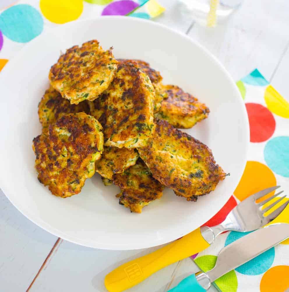 chicken, haloumi and kale fritters