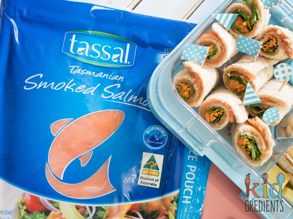 salmon sandwich sushi with Tassal pack