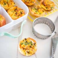 tuna quiches in a lunchbox and on a cooling rack