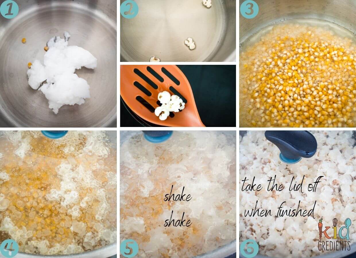 steps for making 2 ingredient homemame popcorn