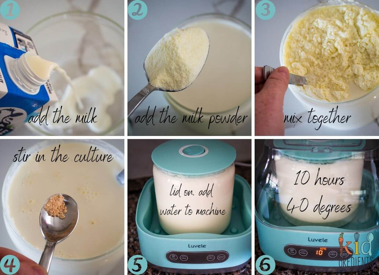 process shots as per method of DIY yoghurt
