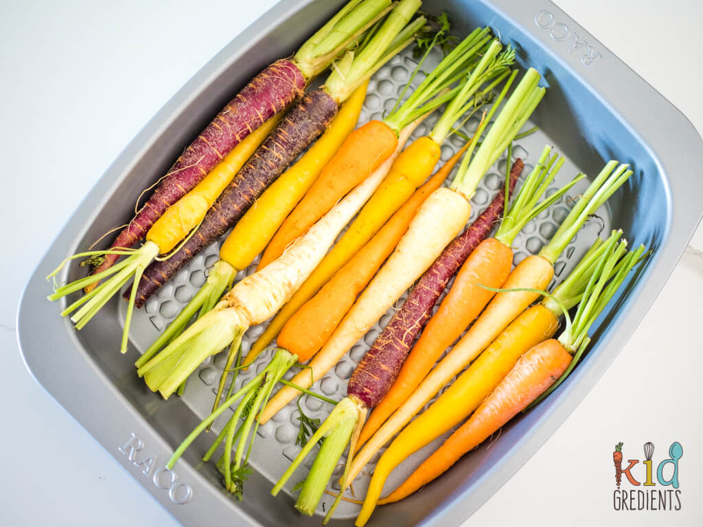 carrots in a roasting pan