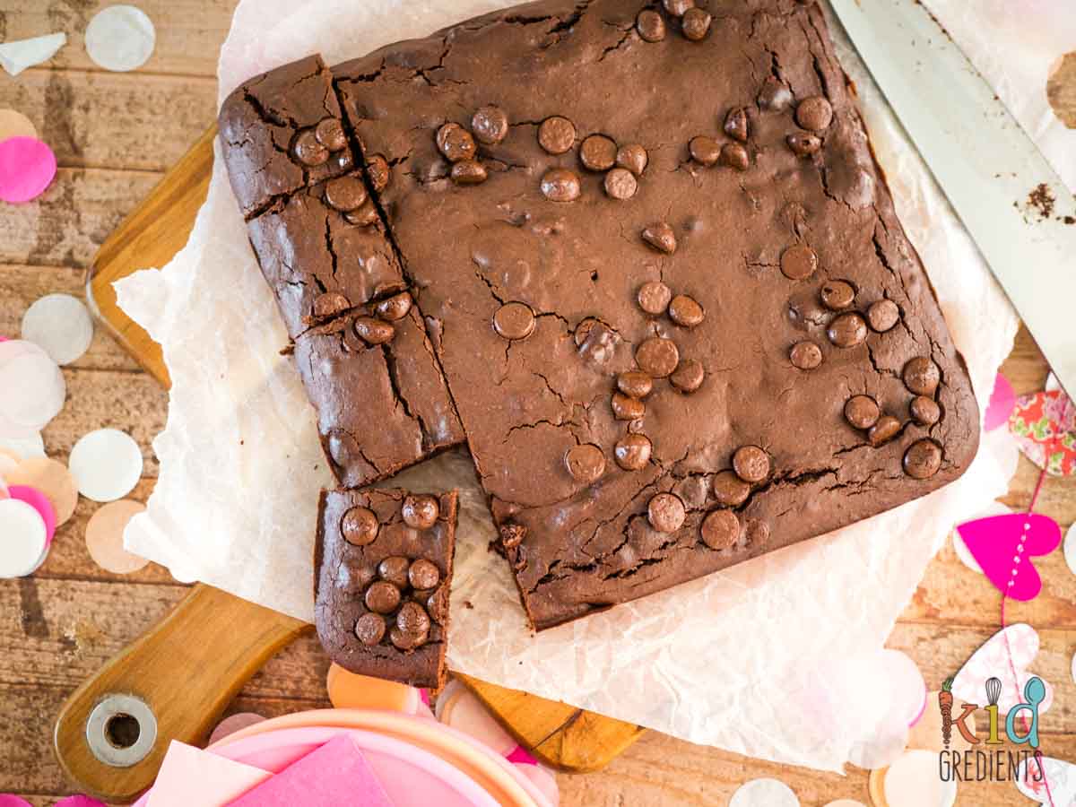 Chocolate brownie chopped into squares
