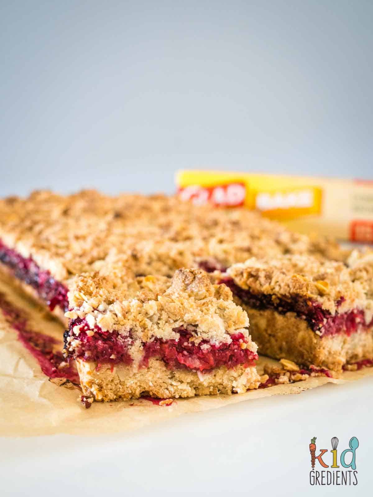 Healthy Jam Bars, cut into squares 