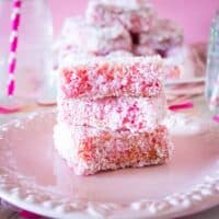pink lamingtons on a pink plate