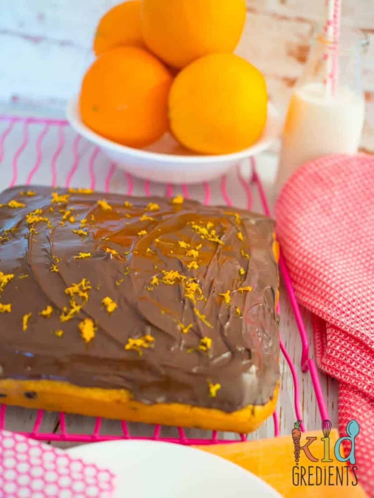 jaffa cake on a rack with icing