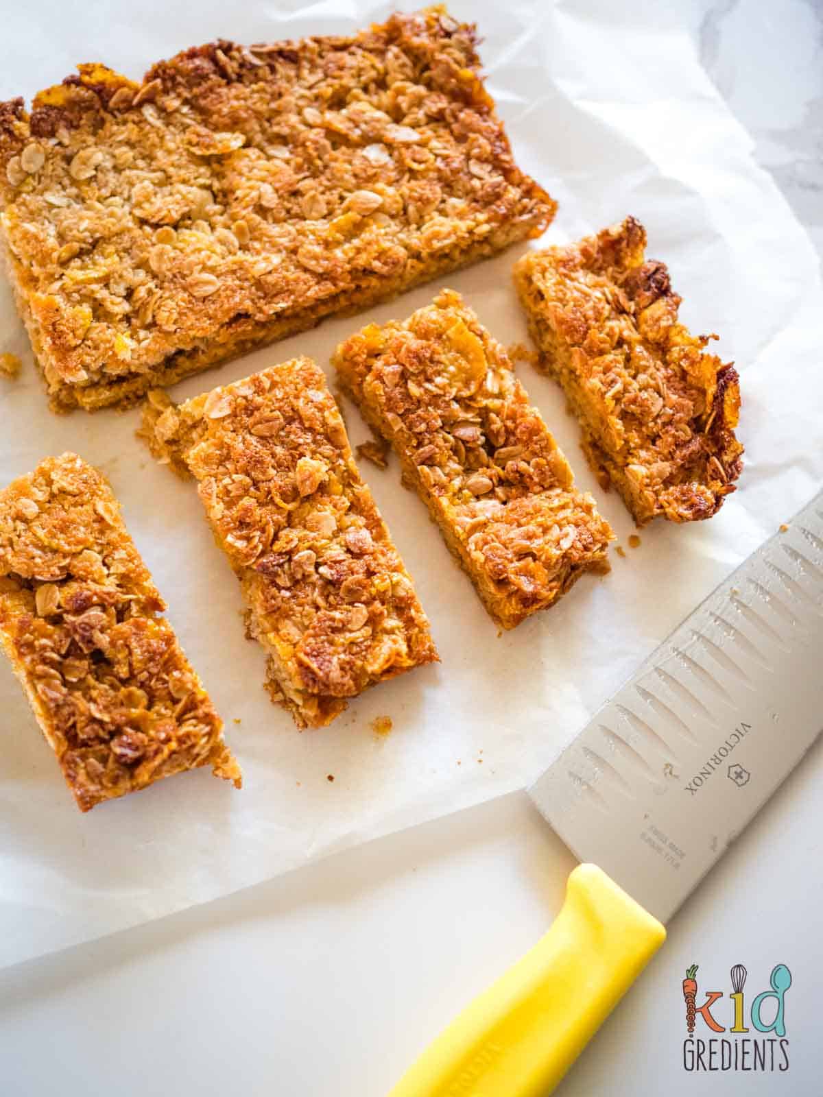 cornflake slice cut up and ready to eat